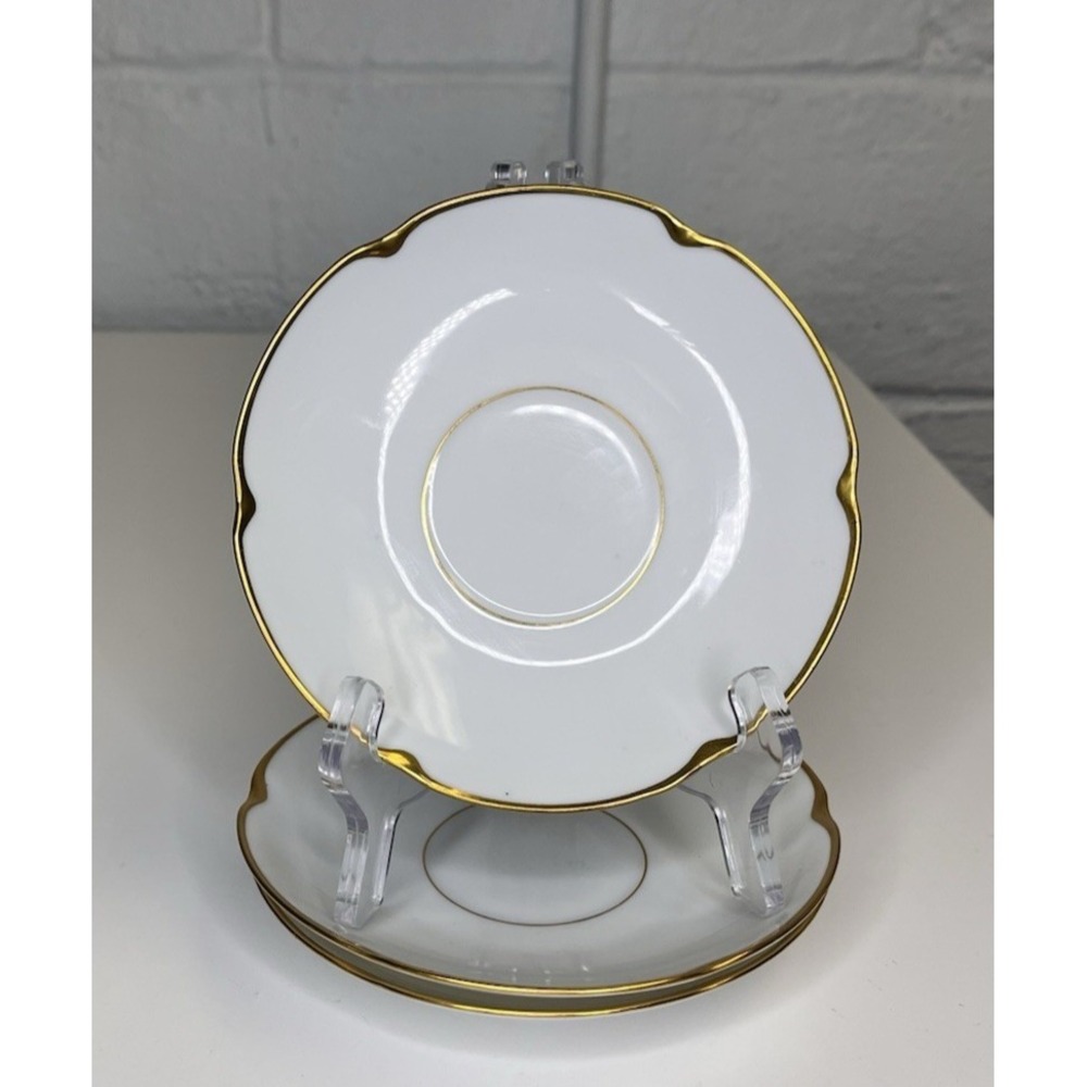 Vintage ROYAL EPIAG Veragold Saucer SET OF 3 Gold‎ Trim 5 7/8" Czechoslovakia